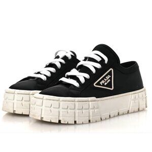 PRADA Re-Nylon Gabardine Logo Double Wheel 50mm BLACK Sneakers SIZE 38